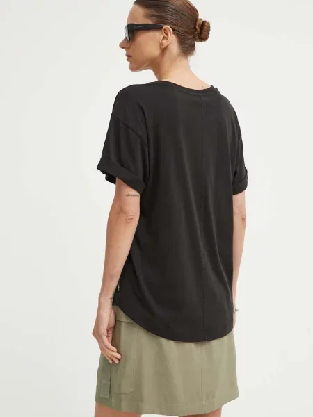 T-shirt z wyhaftowanym logo czarna