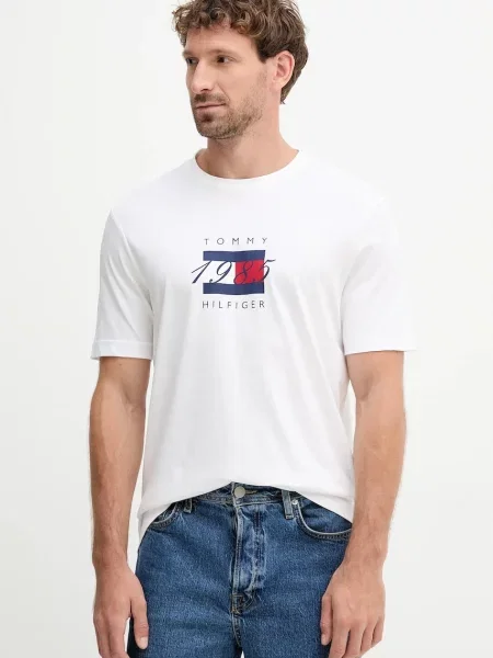 Тениска Tommy Hilfiger с принт бяло