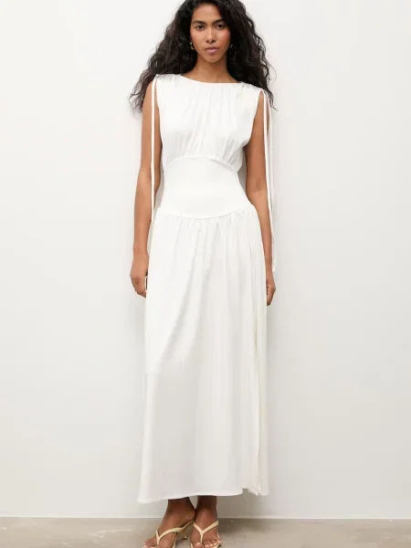 Answear.LAB sukienka z wiskozą biała