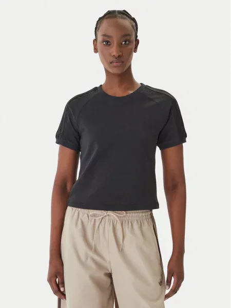 Кружевная футболка Adidas черная