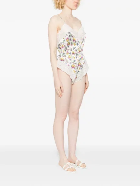 Kombinezon Dolce And Gabbana w kwiatki z nadrukiem koronkowy biały