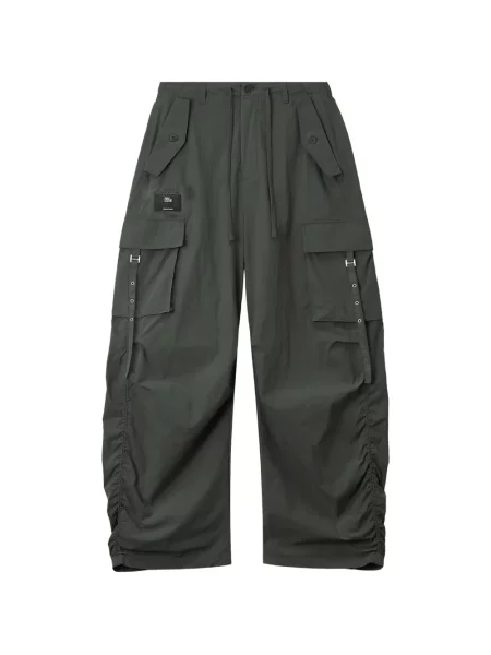 Pantaloni cargo Izzue cu volane cu cataramă verde