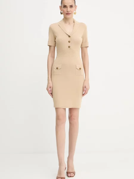 Сукня Guess FELICITY mini облягаюча бежевий