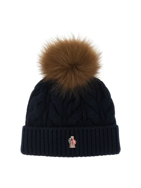 Czapka Moncler Grenoble z kaszmiru niebieska