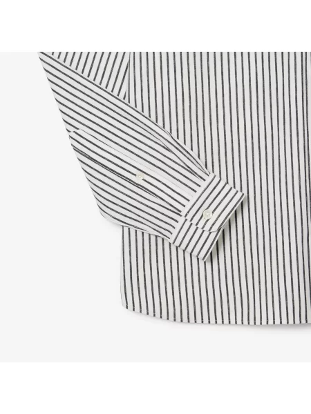 Lacoste Koszula W Paski Regular Fit biała