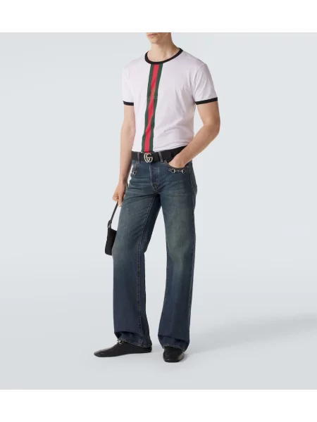 Tricou Gucci cu dungi alb