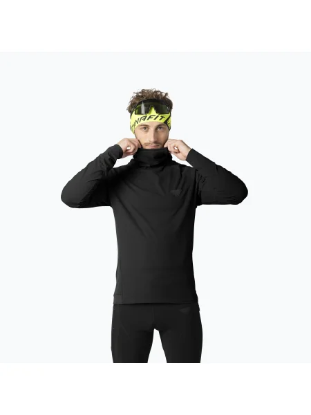 Tricou mânecă lungă Dynafit cu glugă alergare negru