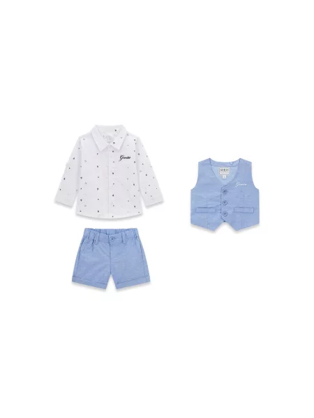 Guess Set srajca telovnik in hlače iz blaga bež