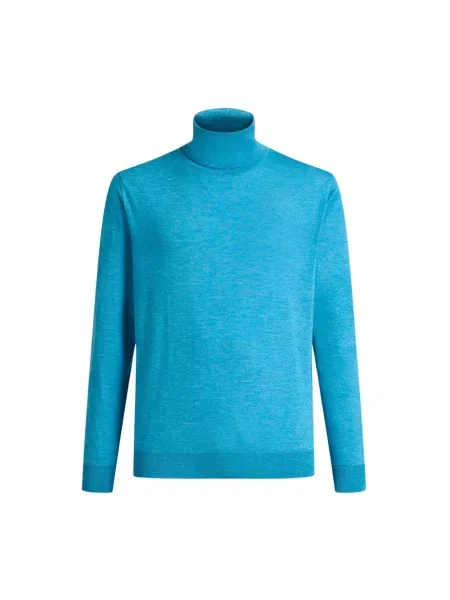 Lniany golf golf Kiton niebieski