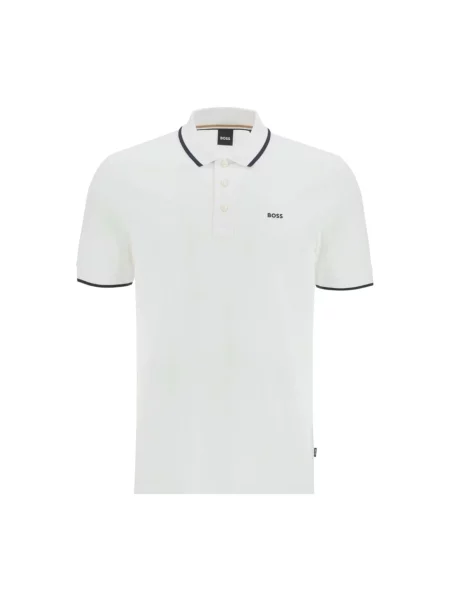 Koszulka polo Hugo Boss z nadrukiem klasyczna ze stójką biała