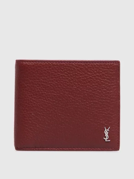 Бордове шкіряне портмоне Saint Laurent