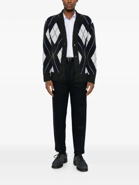 Cardigan Hosio tricotate cu model argyle gri