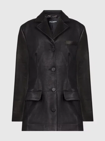 Шкіряний жакет Dolce&gabbana чорний