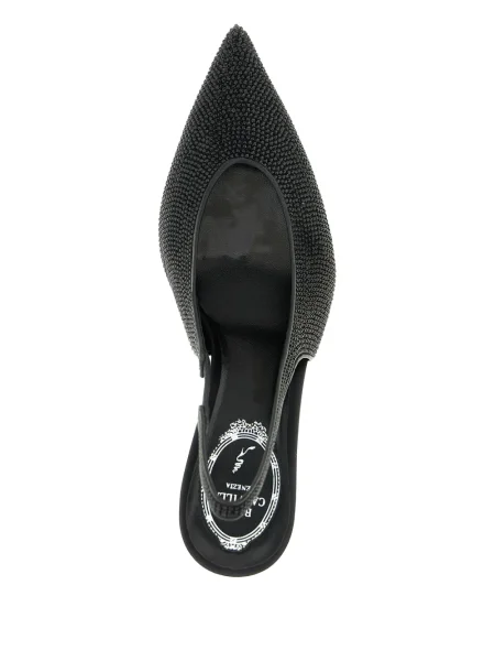 Pantofi cu toc Rene Caovilla slingback de cristal negru