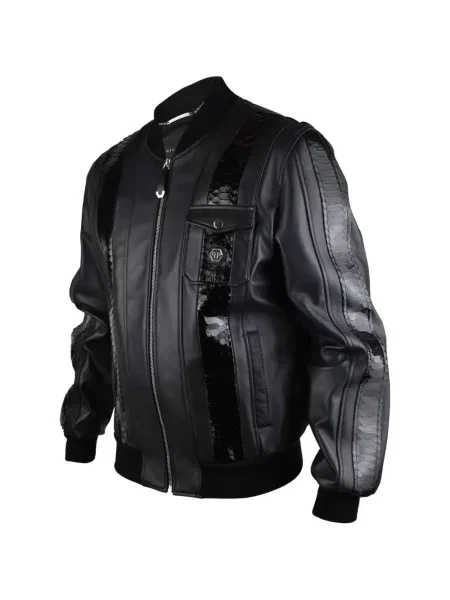 Geanta de piele Philipp Plein negru
