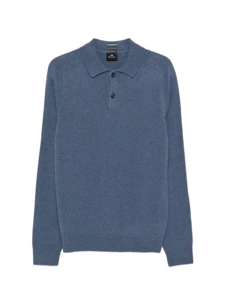 Tricou polo Ps Paul Smith de lână albastru