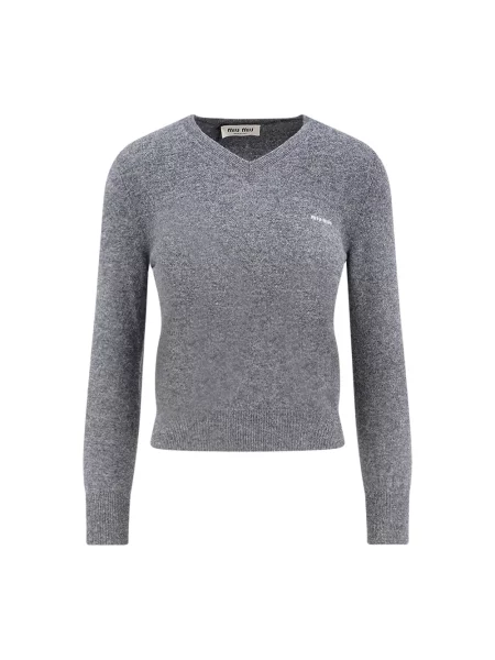 Sweter Miu Miu wełniany szary
