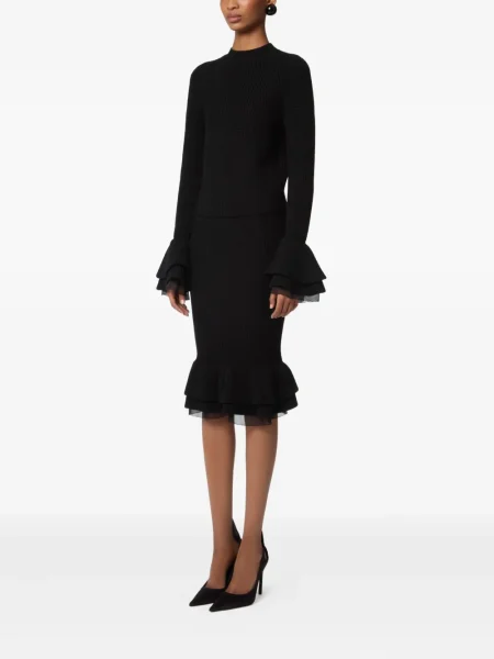 Fustă Nina Ricci tricotate cu volane negru
