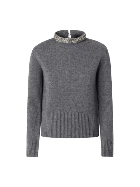 Lniany sweter Pinko szary