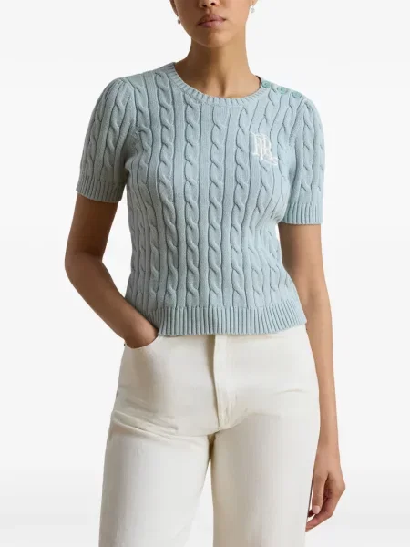 Къс пуловер Lauren Ralph Lauren синьо