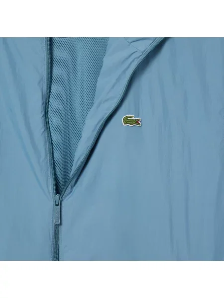 Lacoste Wodoodporna Kurtka Dresowa Z Kapturem niebieska