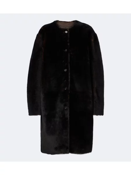 Reversibil haină din piele de oaie Loulou De Saison din piele de oaie maro
