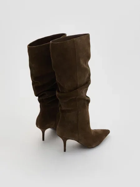 Замшевые сапоги Reserved зеленые