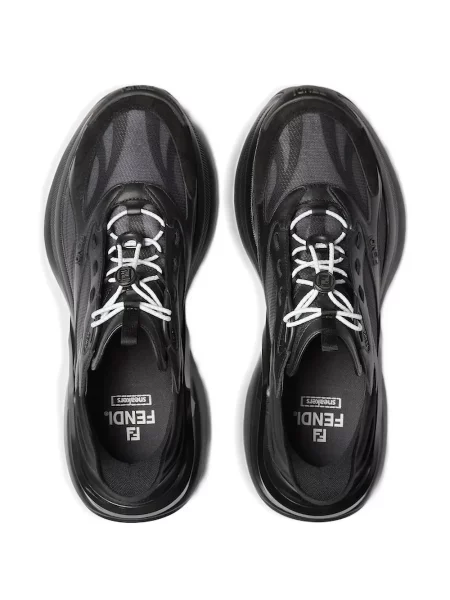 Sneakerși Fendi cu șireturi din dantelă negru