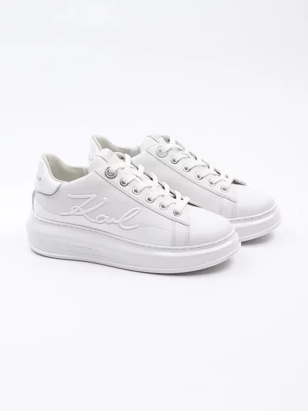 Buty KARL LAGERFELD Kapri Signia Shine white leather/mono białe