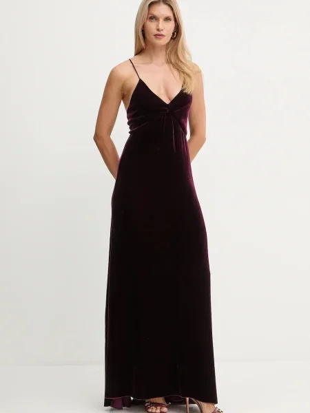 Forte Forte rochie din mătase maxi evazați bordo