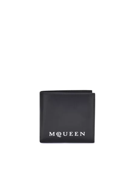 Portfel Alexander Mcqueen skórzany z logo czarny