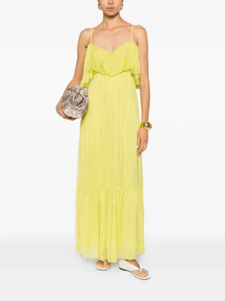 Rochie maxi Dixie cu volane verde