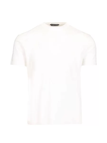 Tricou Tom Ford cu broderie cu decolteu rotund alb