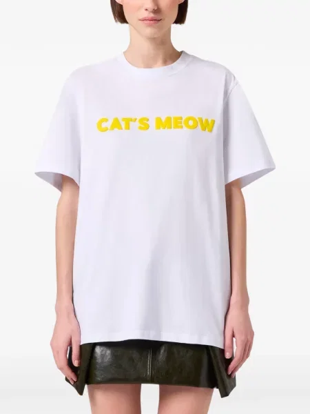 Tricou Msgm cu imagine cu decolteu rotund alb