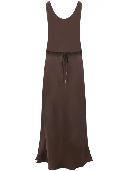 Rochie maxi Brunello Cucinelli din satin de costum maro
