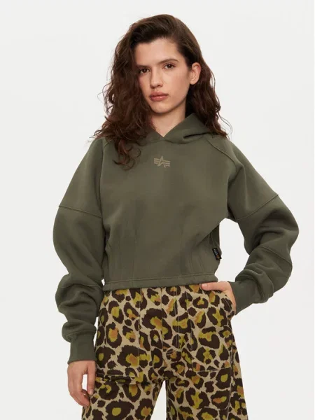 Bluza z kapturem Alpha Industries z kapturem ze sznurkiem zielona
