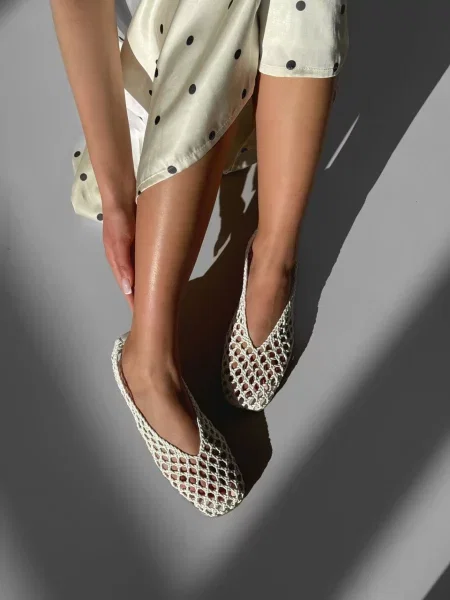 Кожаные балетки 105.store белые