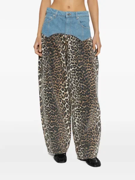 Blugi Ganni cu imagine cu model leopard maro