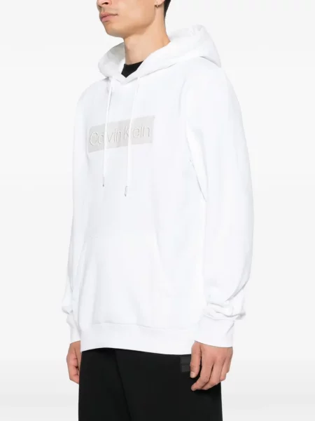 Hanorac cu glugă Calvin Klein cu autograf cu cordon alb