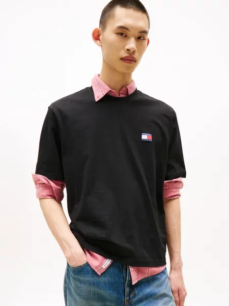 Tommy Jeans Tričko námornícka modrá / krvavo červená / čierna biela