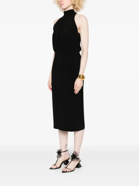 Rochie midi Max Mara până la genunchi cu gât halter de costum negru