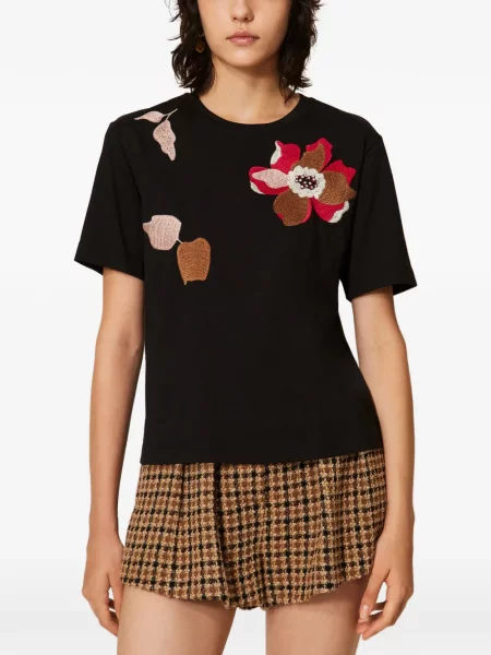 Tricou Twinset cu broderie negru