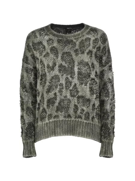 Pulover Avant Toi cu imagine cu model leopard verde