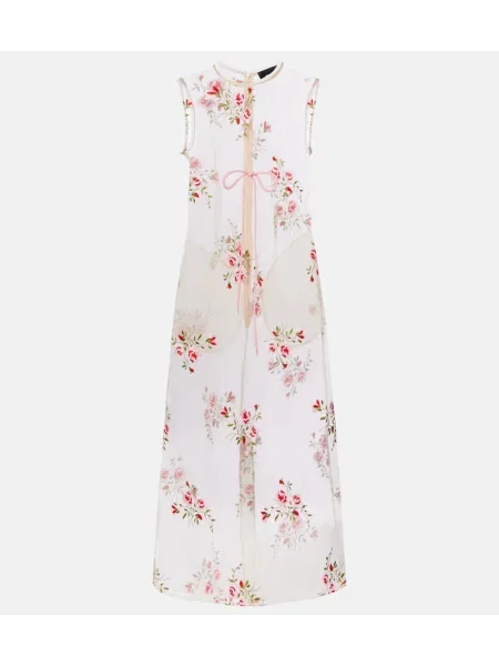 Przezroczysta sukienka midi Simone Rocha do kolan z organzy beżowa