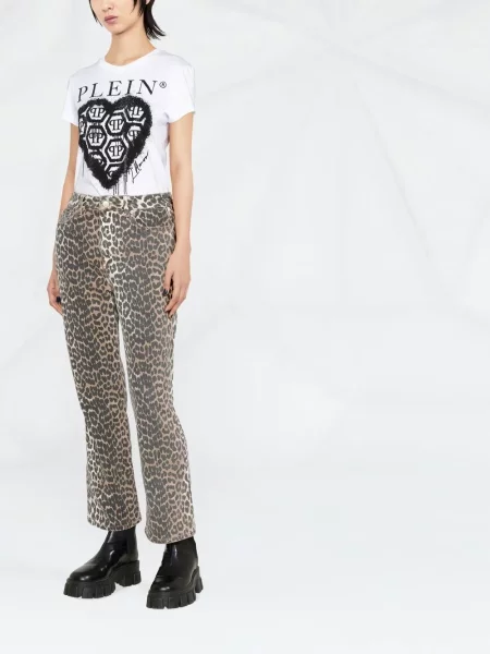 Raštuotas trumpas marškinėliai Philipp Plein balta