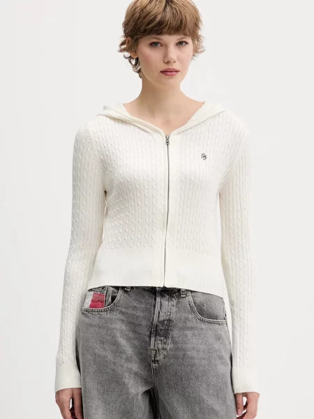 Кардиган з домішкою шовку Guess Jeans легкий бежевий