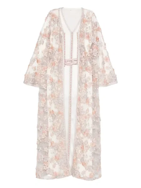 Rochie maxi Reem Al Dhaheri cu model floral alb
