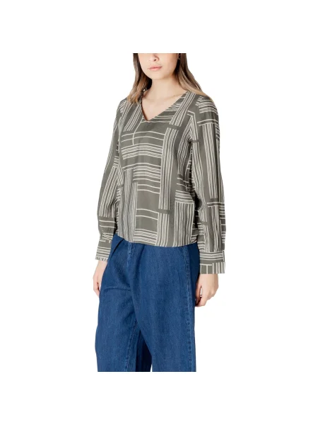 Bluză Jacqueline De Yong lungă cu mâneci lungi albastru