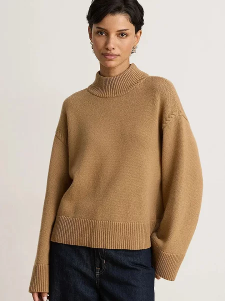 Lauren Ralph Lauren pulover pentru femei cu lână maro