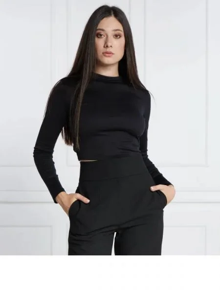 HUGO Bluză Dephaia | Cropped Fit negru